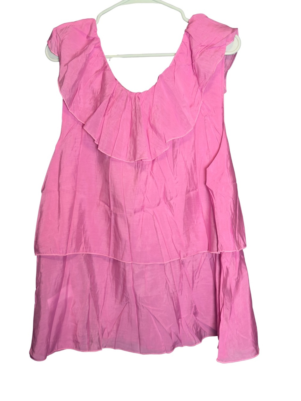 easel Pink Ruffle Tiered Sleeveless Tunic